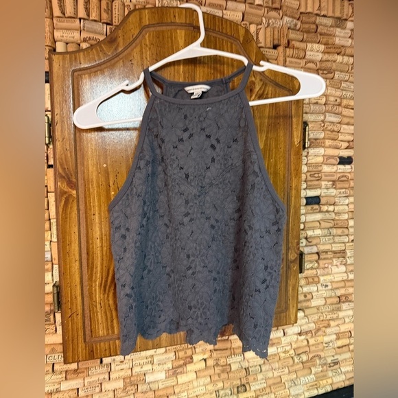 American Eagle Outfitters Tops - Y2K American Eagle lace open back high neck cropped tank size large